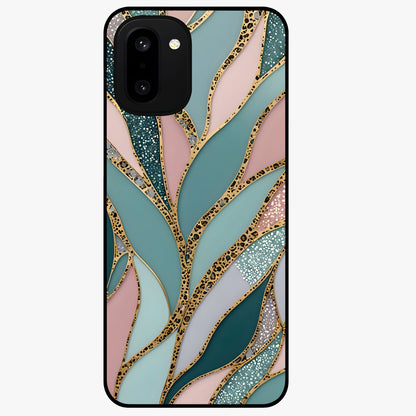 Golden Lotus Glow Glass Case for 1+15R serene front view featuring radiant lotus artwork in golden hues