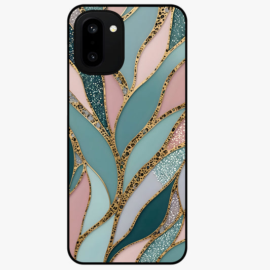 Golden Lotus Glow Glass Case for 1+15R serene front view featuring radiant lotus artwork in golden hues