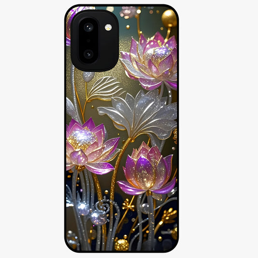 Golden Mind Moment Glass Case for 1+15R artistic front view featuring abstract golden inspired artwork