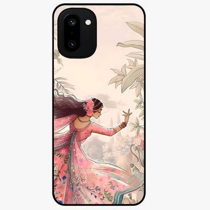 Graceful Garden Rhythm Glass Case for 1+15R elegant front view featuring flowing floral garden artwork