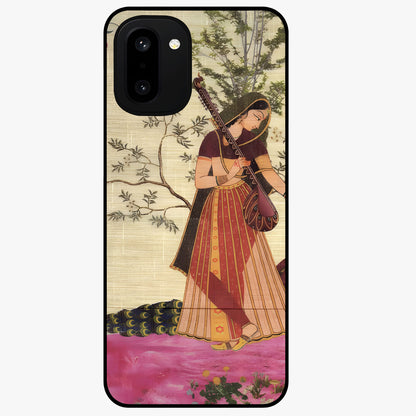 Lady With Veena Art Glass Case for 1+15R elegant front view featuring classical musical inspired artwork