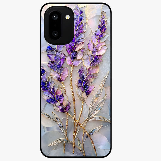 Lavender Dream Glow Glass Case for 1+15R radiant front view featuring glowing lavender inspired artwork