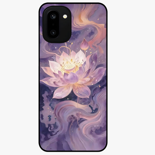 Lavender Lotus Muse Glass Case for 1+15R elegant front view featuring lotus artwork in calming lavender tones