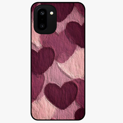Layered Paper Hearts Glass Case for 1+15R charming front view featuring dimensional paper style heart artwork