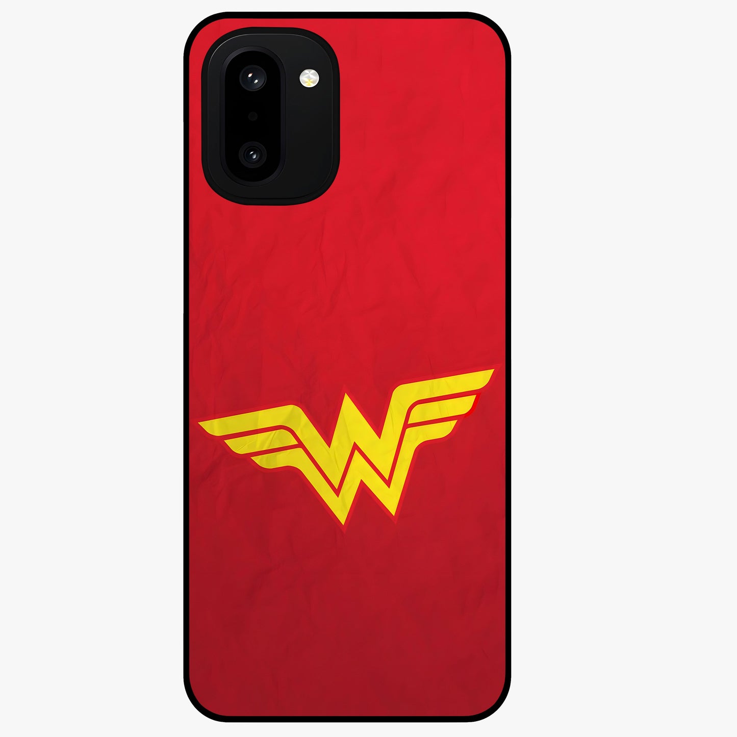 Legendary Wonder Power Glass Case for 1+15R dynamic front view featuring bold superhero inspired artwork