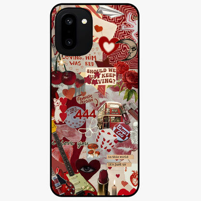 Lover’S Red Chaos Glass Case for 1+15R bold front view featuring intense red artistic artwork