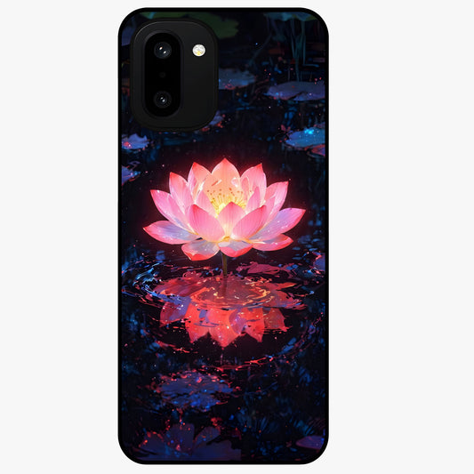 Luminous Lotus Glow Glass Case for 1+15R radiant front view featuring glowing lotus artwork