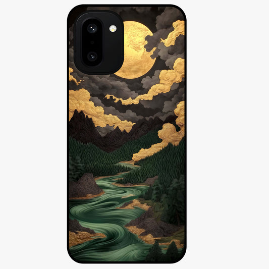 Lunar Silk Garden Glass Case for 1+15R elegant front view featuring floral artwork with soft lunar tones
