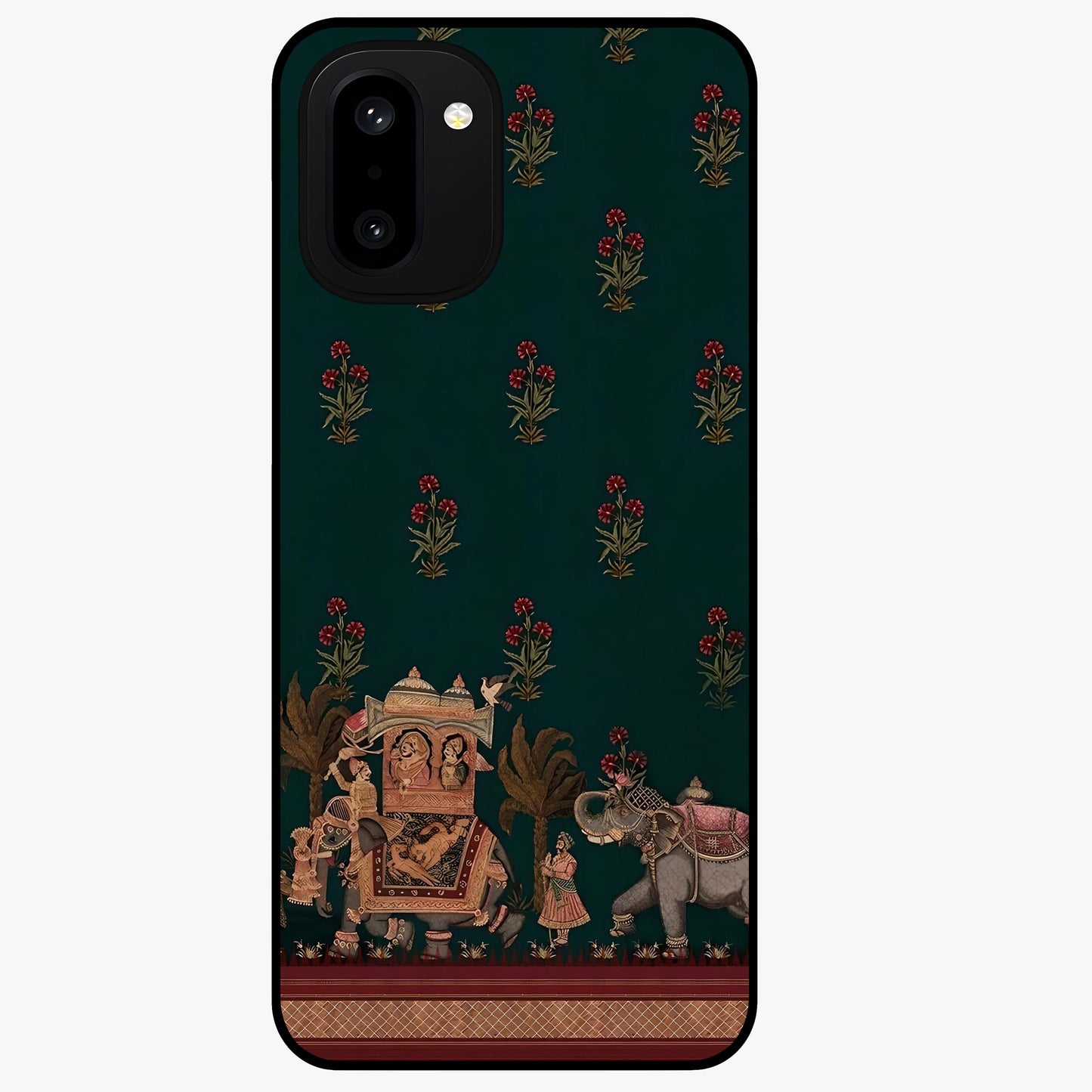 Macmerise Glass Case for 1+15R stylish front view featuring bold modern artistic artwork
