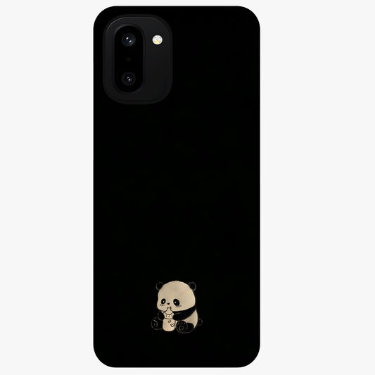 Midnight Panda Love Glass Case for 1+15R adorable front view featuring cute panda artwork on dark background