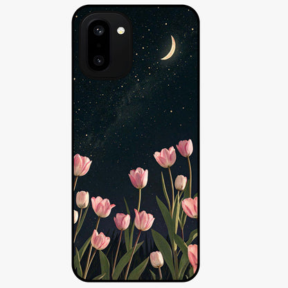 Midnight Tulip Whispers Vibe Glass Case for 1+15R elegant front view featuring tulip floral artwork on dark background