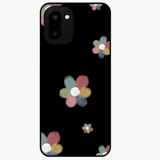 Minimal Floral Charm Glass Case for 1+15R clean front view featuring simple floral artwork with elegant detailing