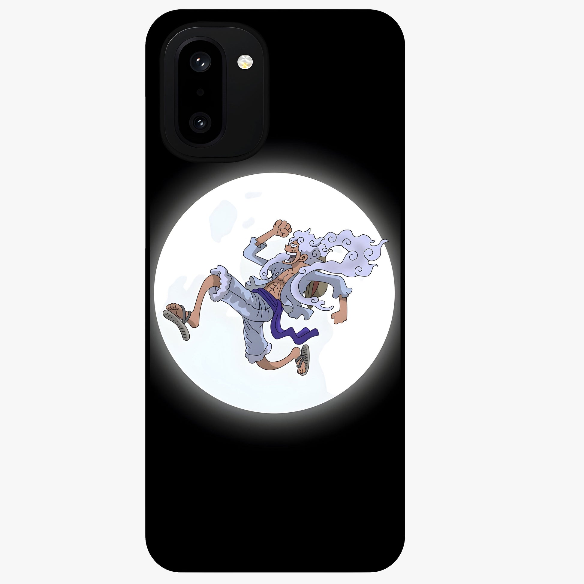 Moonlit Freedom Dance Glass Case for 1+15R artistic front view featuring expressive silhouette artwork under moonlight