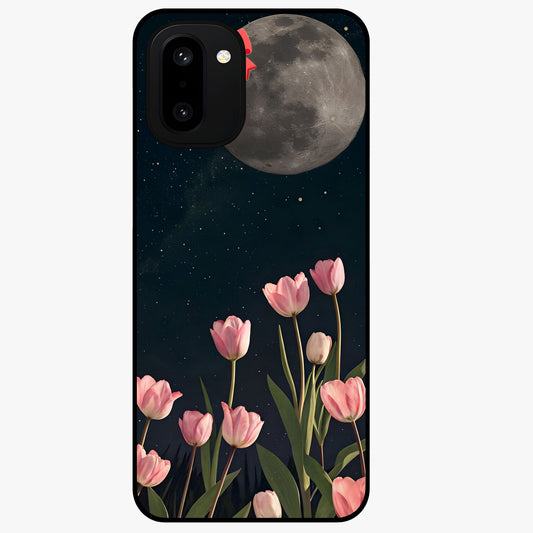 Moonlit Night Tulip Glass Case for 1+15R serene front view featuring tulip floral artwork in midnight tones