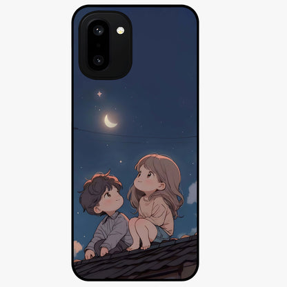 Moonlit Promise Together Glass Case for 1+15R romantic front view featuring couple inspired artwork in night tones