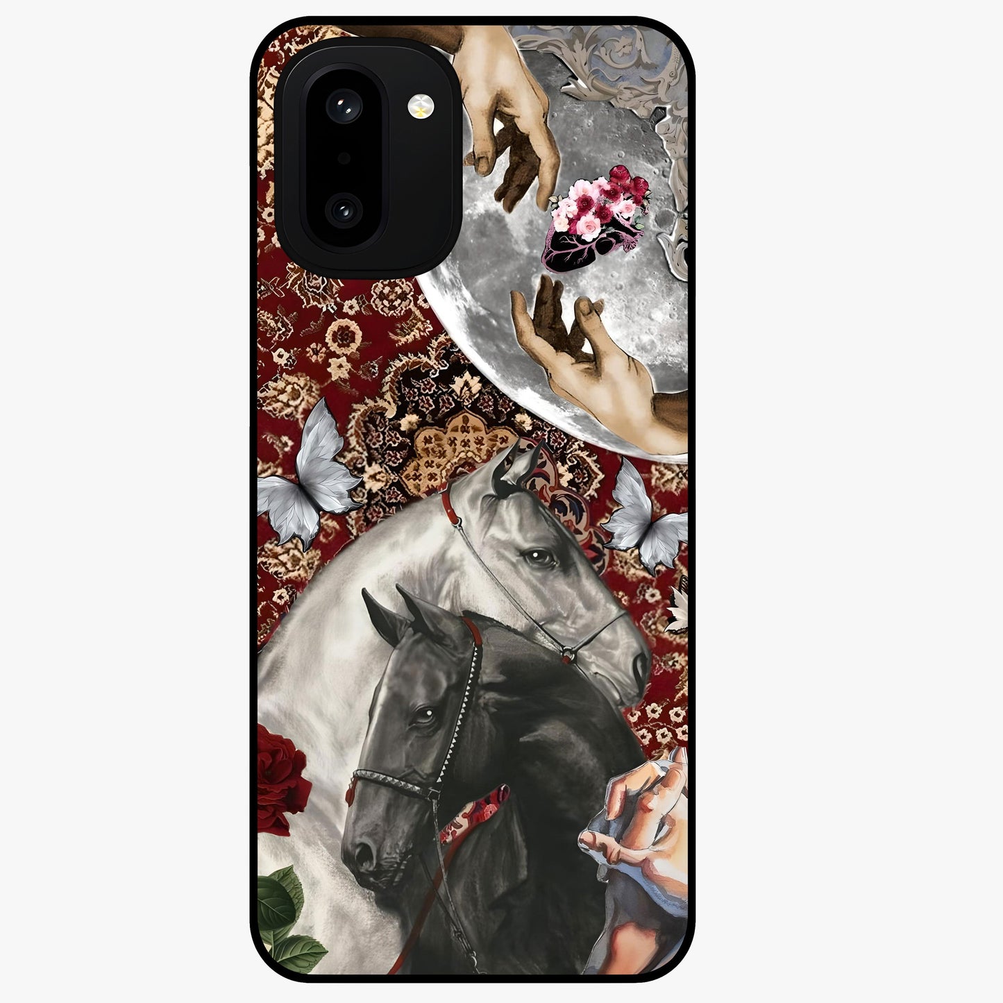 Moonlit Royal Stallion Glass Case for 1+15R majestic front view featuring horse artwork under glowing moonlight