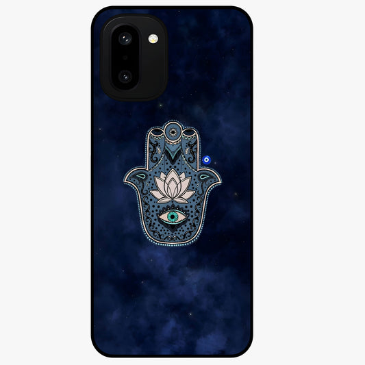 Mystic Calm Shield Glass Case for 1+15R serene front view featuring symbolic shield artwork in calming tones