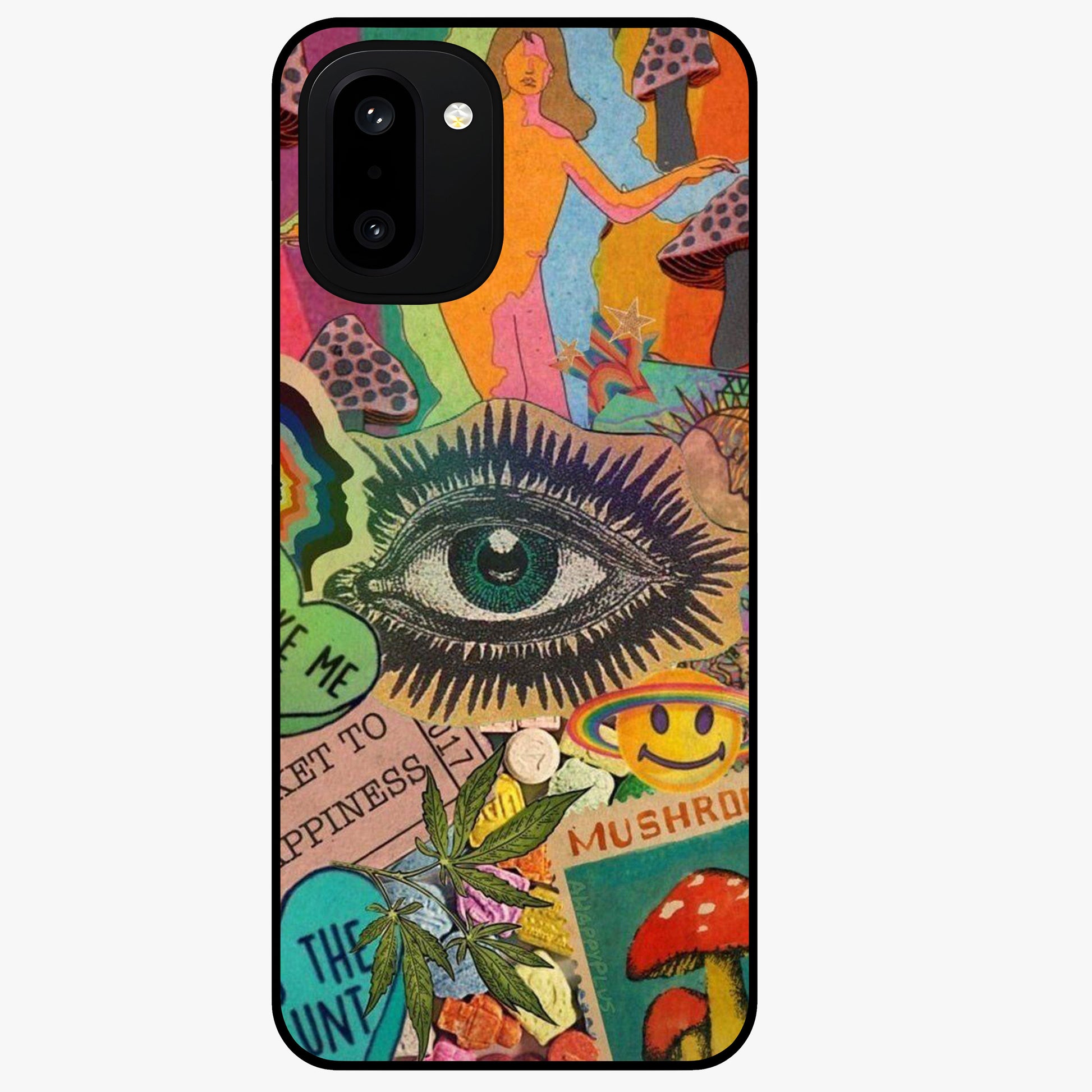 Mystic Eye Wonderland Glass Case for 1+15R bold front view featuring detailed mystical eye artwork