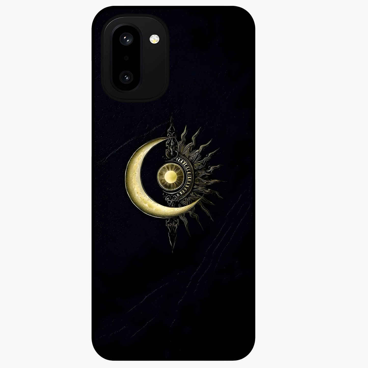 Mystic Lunar Flame Glass Case for 1+15R striking front view featuring moon and flame inspired artwork