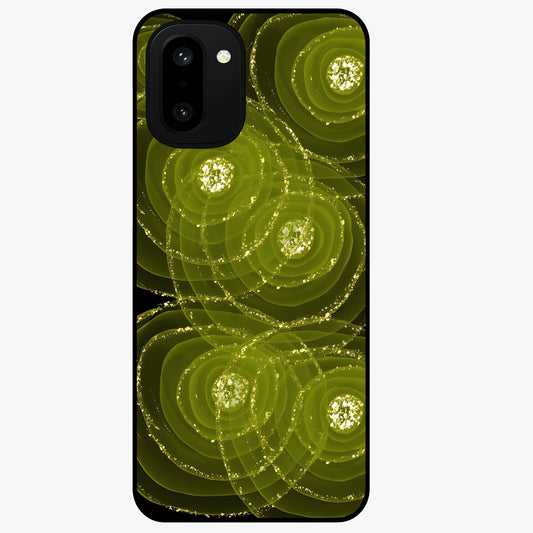 Neon Orbit Bloom Marble Glass Case for 1+15R artistic front view featuring marble texture with neon orbit accents