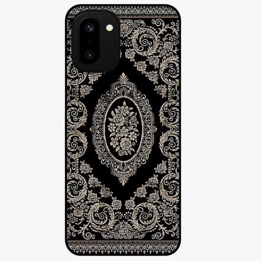 Noir Bloom Elegance Glass Case for 1+15R elegant front view featuring dark floral artwork in noir tones