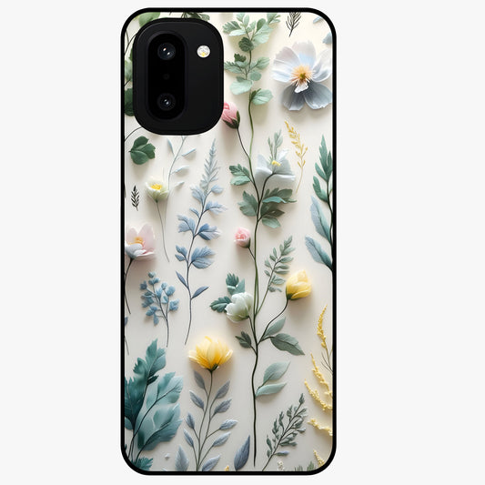 Pastel Garden Whispers Glass Case for 1+15R soft front view featuring delicate pastel floral artwork