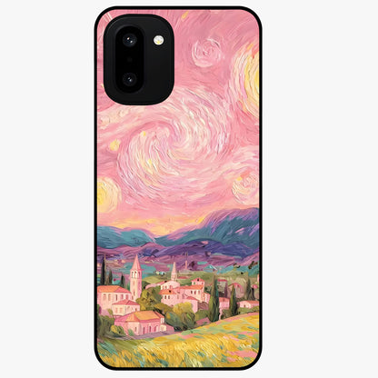 Pastel Starry Village Glass Case for 1+15R dreamy front view featuring village artwork under pastel night sky