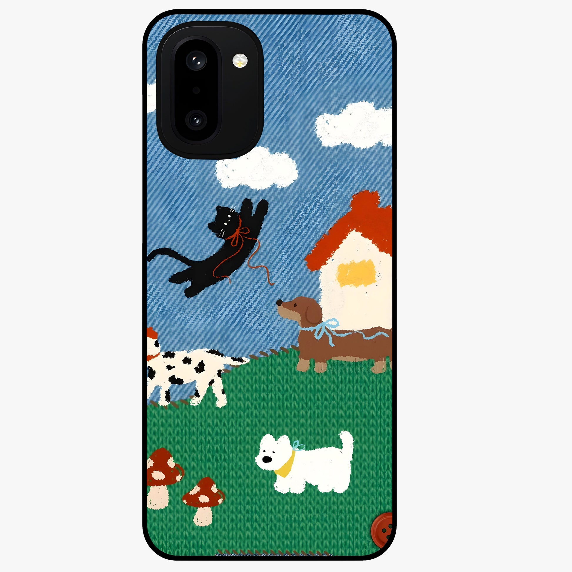 Pet Adventures Glass Case for 1+15R playful front view featuring cute pet themed artwork