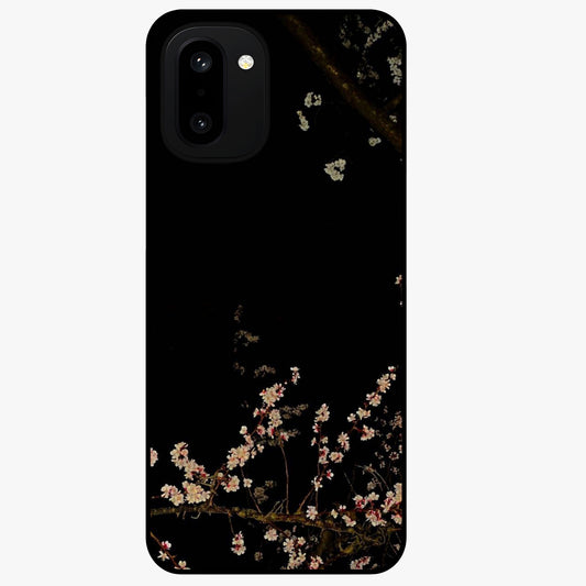 Petal Moon Light With Custom Name Glass Case for 1+15R graceful front view featuring floral artwork under moonlight with personalized name design