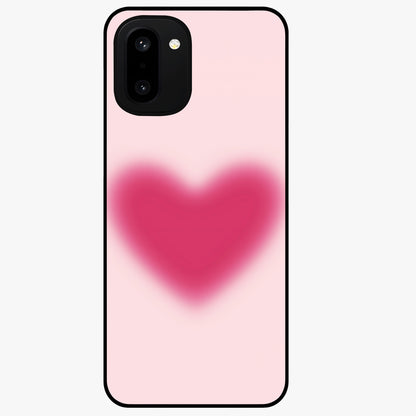 Pink Aura Heart Glass Case for 1+15R soft front view featuring glowing heart artwork in pastel pink tones