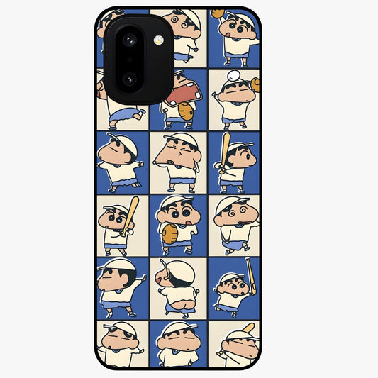 Playful Shin Swing Glass Case for 1+15R lively front view featuring animated character artwork with playful theme