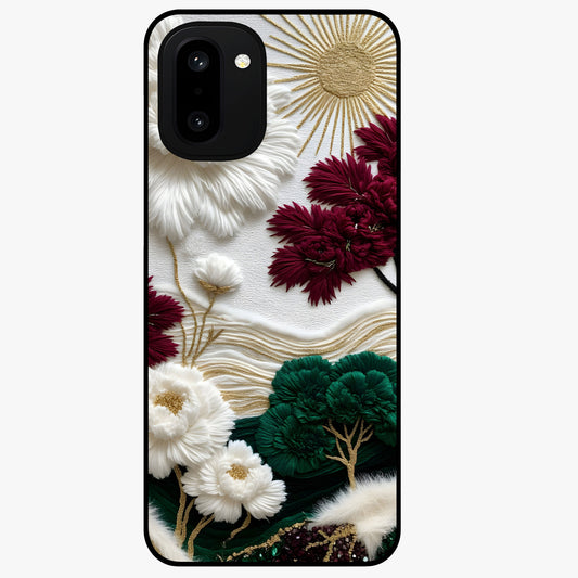 Radiant Bloom Elegance Glass Case for 1+15R elegant front view featuring luminous floral artwork