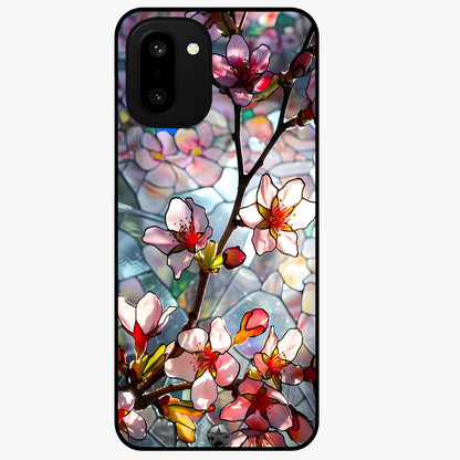 Radiant Bloom Glow Glass Case for 1+15R vibrant front view featuring glowing floral artwork in warm tones