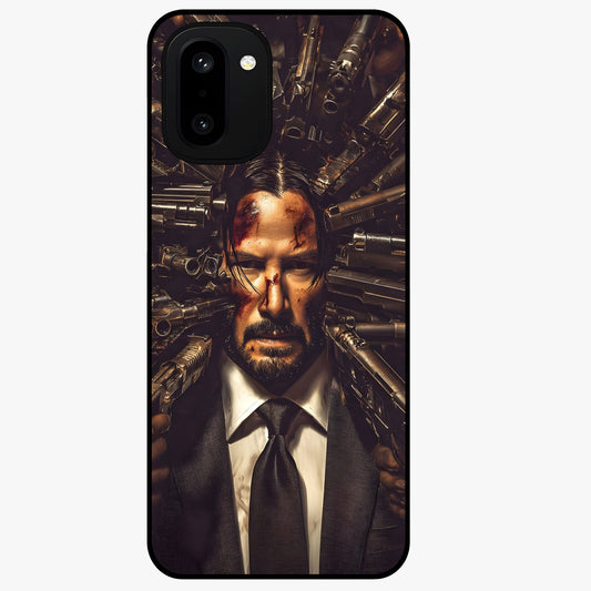 Relentless Shadow Assassin Glass Case for 1+15R intense front view featuring dark warrior inspired artwork