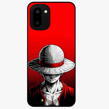 Scarlet Pirate Resolve Glass Case for 1+15R bold front view featuring pirate themed artwork in red hues