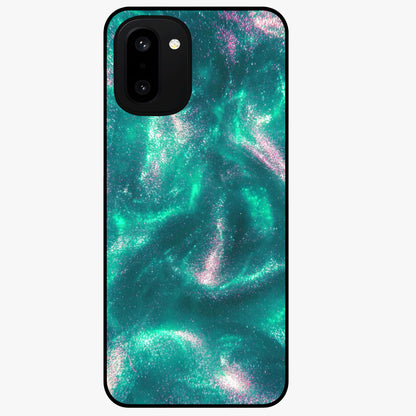 Shimmering Nebula Waves Glass Case for 1+15R vibrant front view featuring cosmic wave artwork in glowing tones
