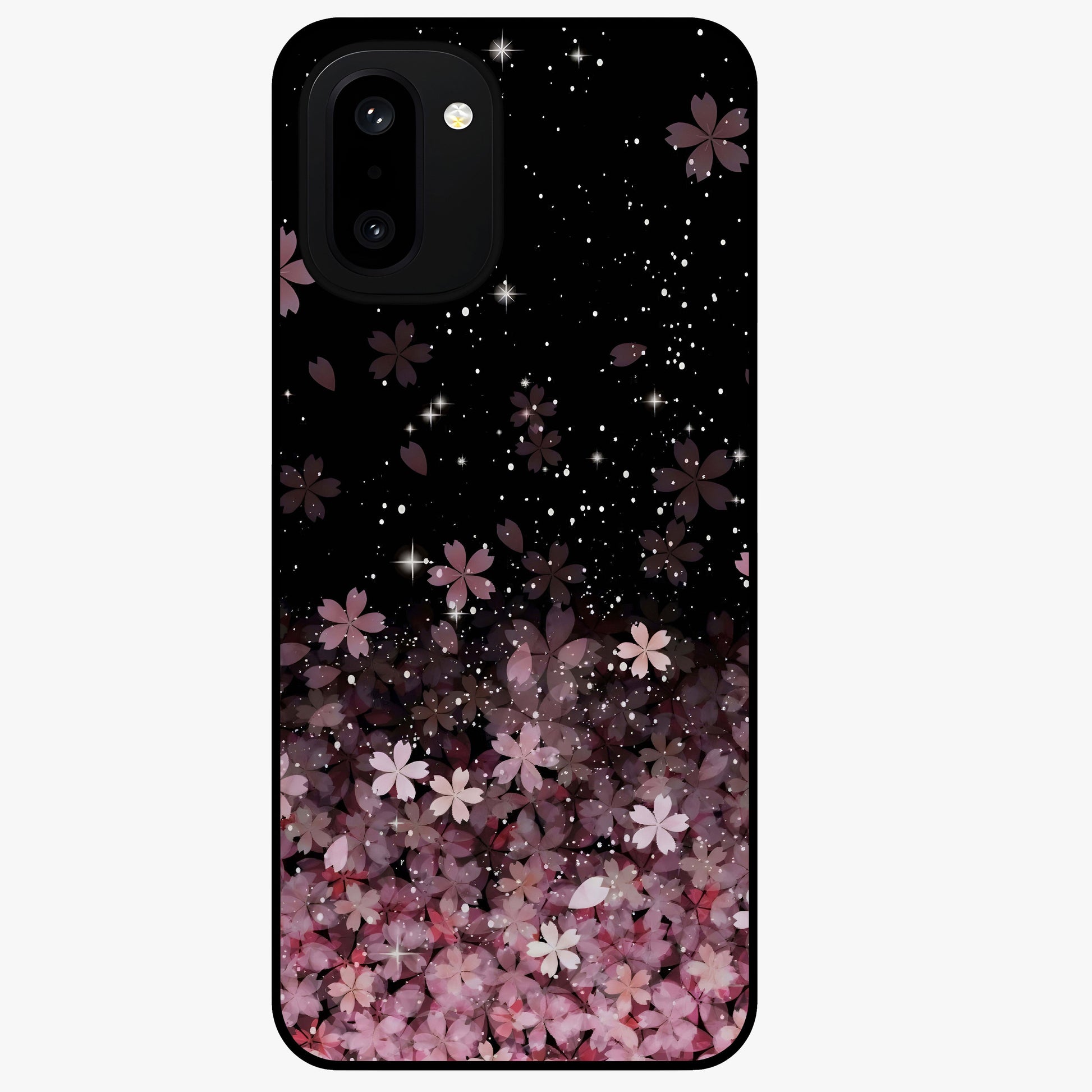 Small Starry Flowers Glass Case for 1+15R charming front view featuring tiny floral artwork with star accents