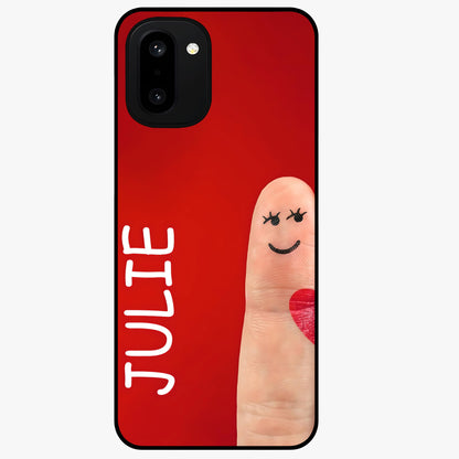 Smiling Love Sign Glass Case for 1+15R romantic front view featuring love sign inspired artwork