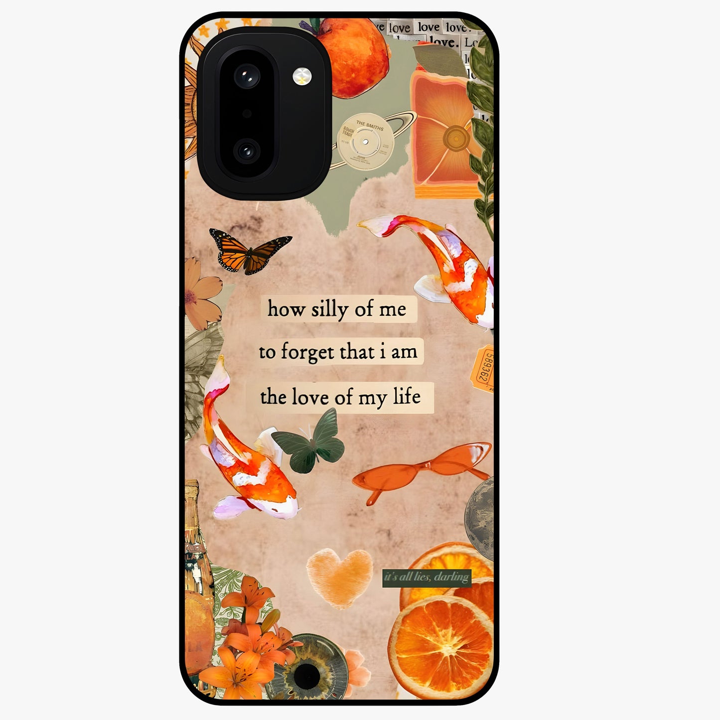Soft Chaos Aesthetic Glass Case for 1+15R artistic front view featuring abstract chaotic artwork in soft pastel tones