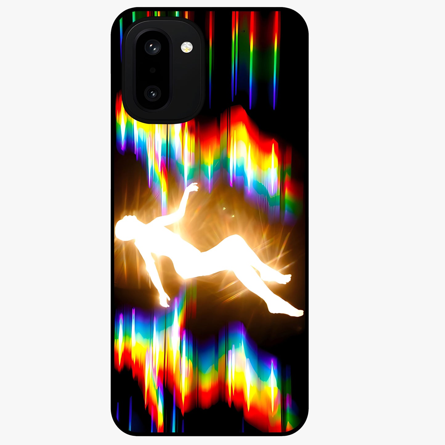 Soul in Spectrum Glass Case for 1+15R artistic front view featuring colorful spectrum inspired artwork