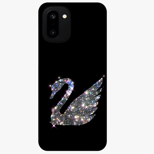 Starlit Swan Grace Glass Case for 1+15R graceful front view featuring swan artwork under shimmering night sky