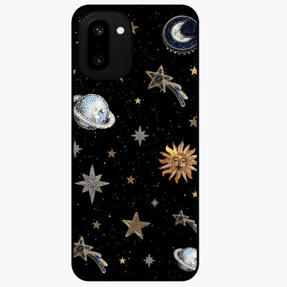 Stars and Planets Brooches Glass Case for 1+15R elegant front view featuring celestial jewelry inspired artwork