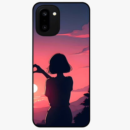 Sunset Silhouette Boy Glass Case for 1+15R artistic front view featuring boy silhouette against warm sunset backdrop