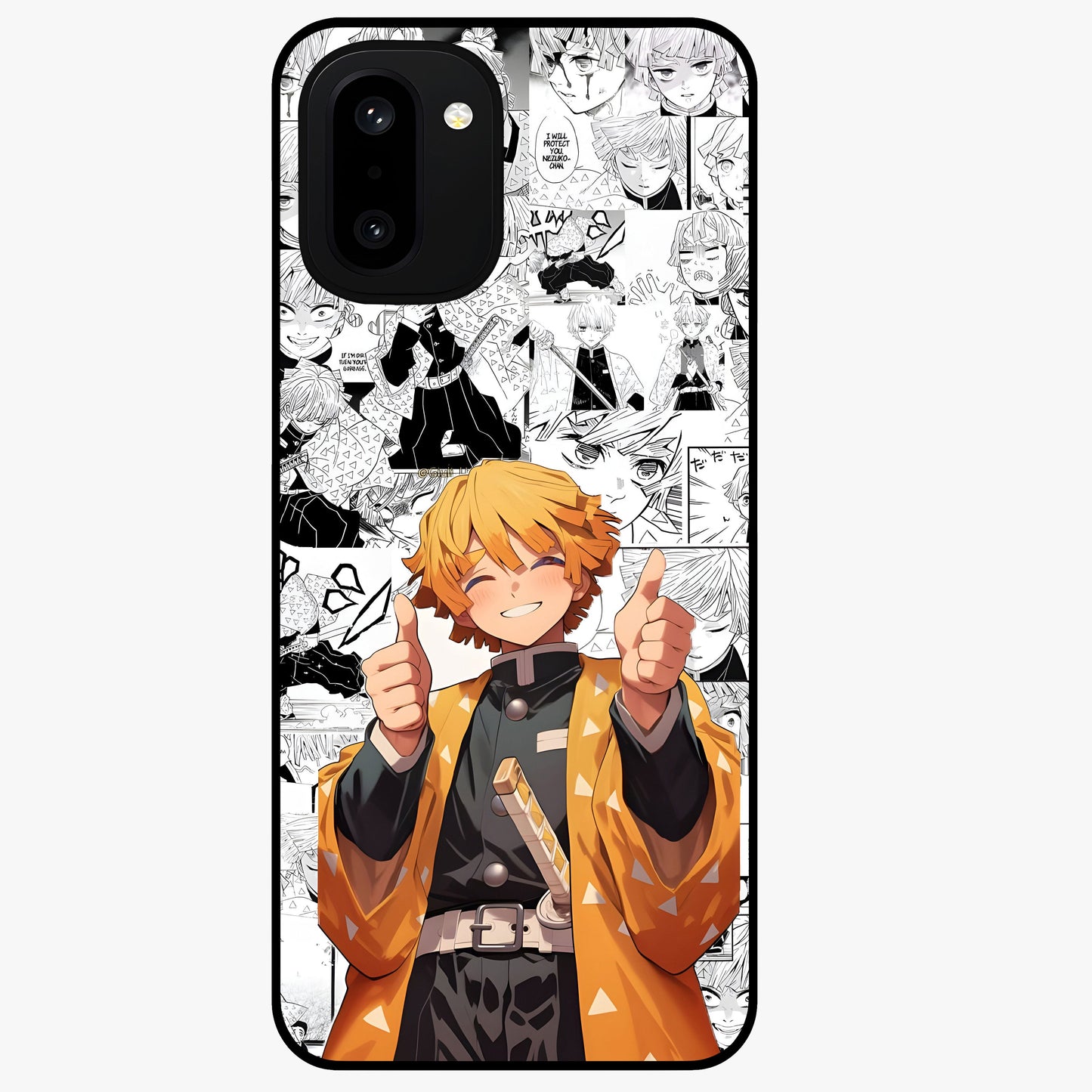 Thunder Smile Hero Glass Case for 1+15R bold front view featuring powerful hero inspired artwork with electric tones