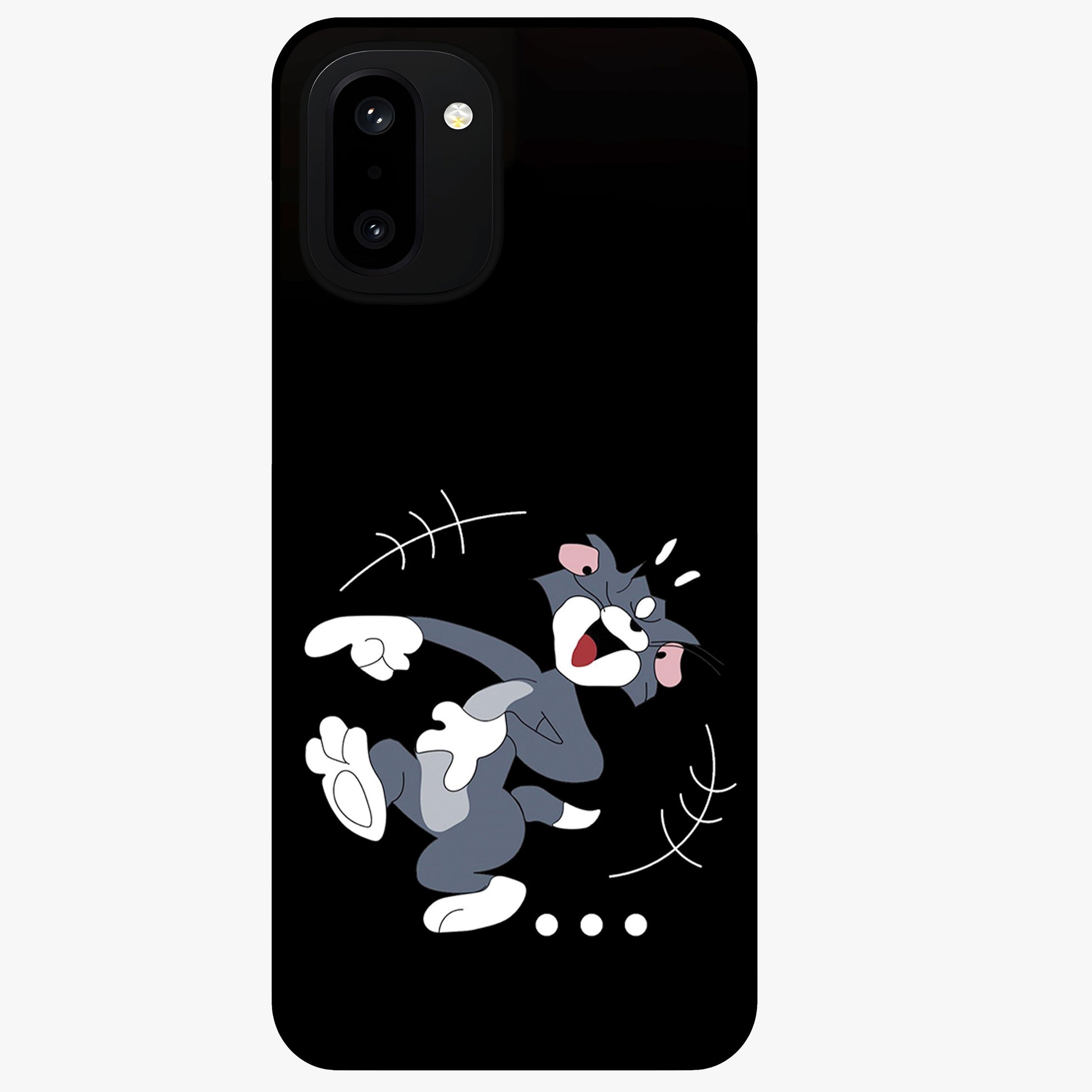 Tom in Trouble Glass Case for 1+15R playful front view featuring animated character artwork in humorous theme