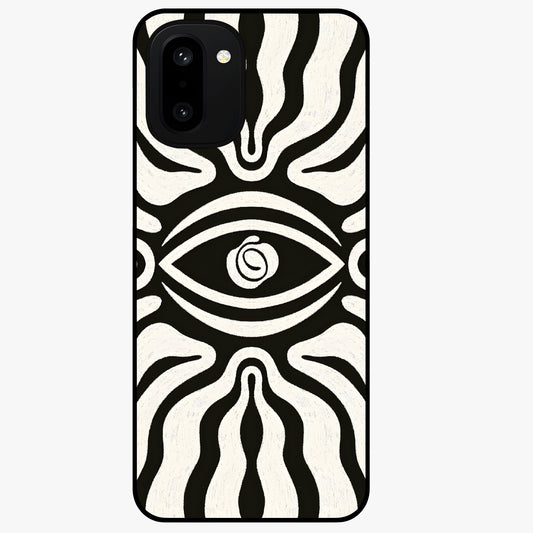 Trancewave Illusion Art Glass Case for 1+15R vibrant front view featuring abstract illusion inspired artwork