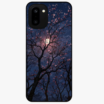 Twilight Sakura Serenade Glass Case for 1+15R elegant front view featuring cherry blossom artwork under twilight sky