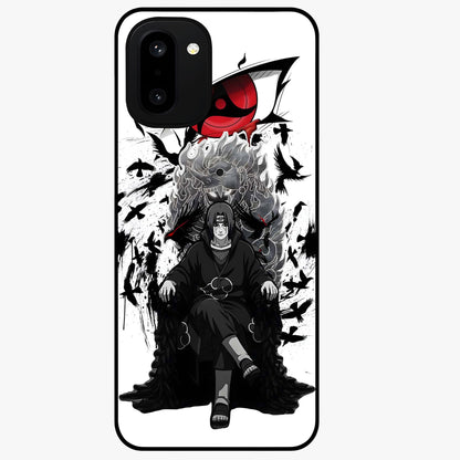 Uchiha Shadow Throne Glass Case for 1+15R intense front view featuring dark anime inspired throne artwork