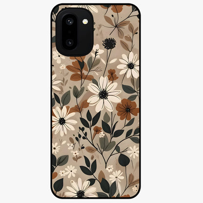 Vector Flowers Glass Case for 1+15R clean front view featuring sharp vector style floral artwork