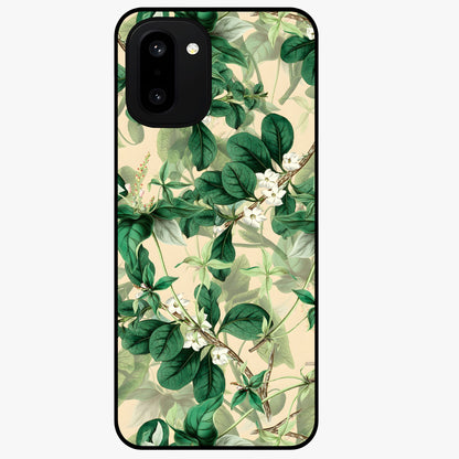 Verdant Garden Whispers Glass Case for 1+15R serene front view featuring lush green floral artwork